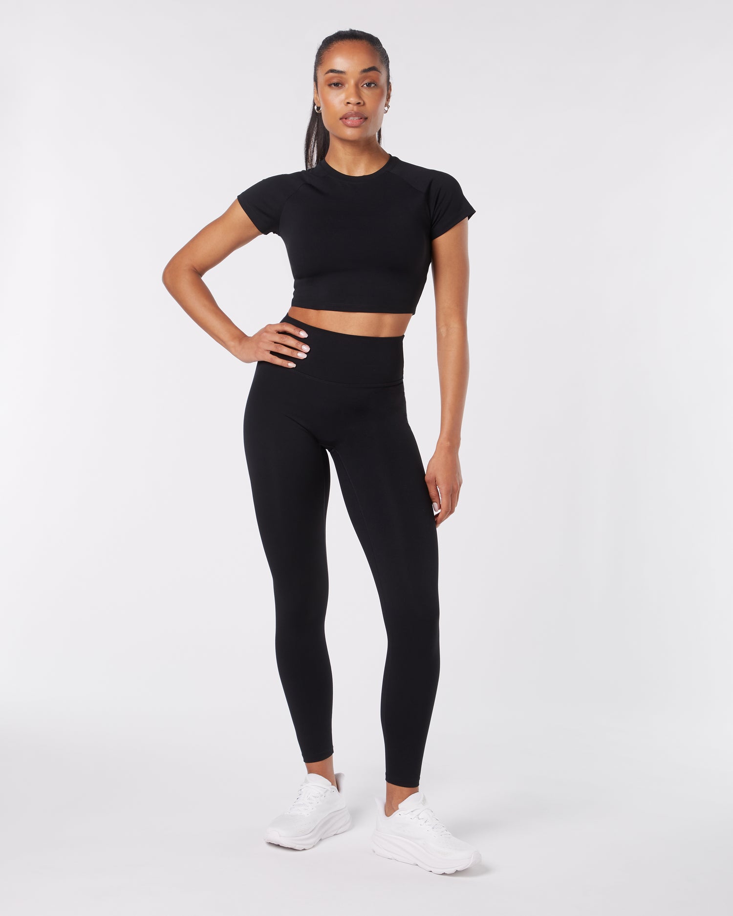 Short Sleeve Crop Top - Black