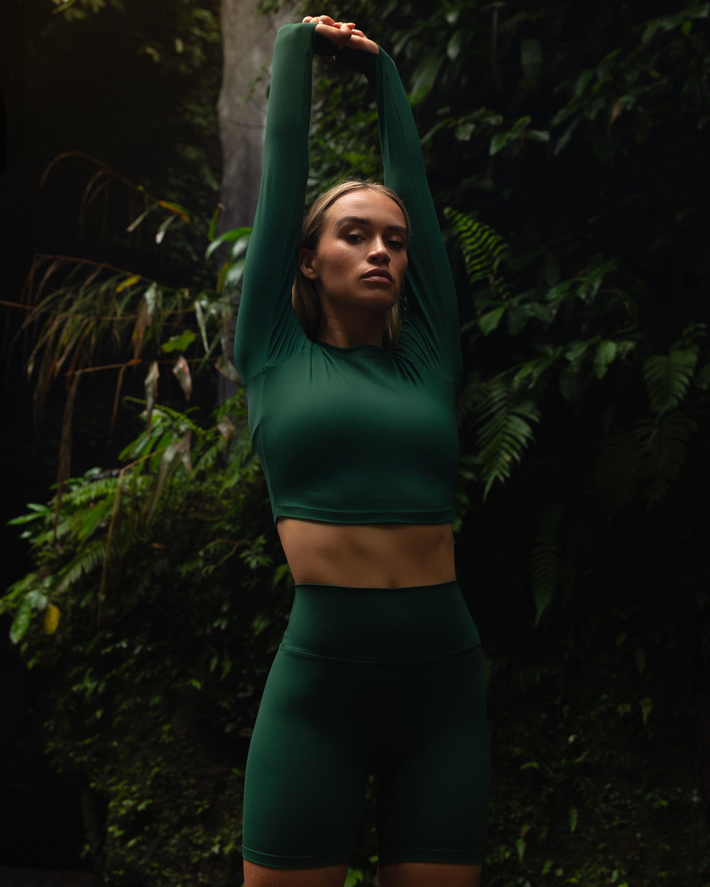 Long Sleeve Crop Top - Jungle Green