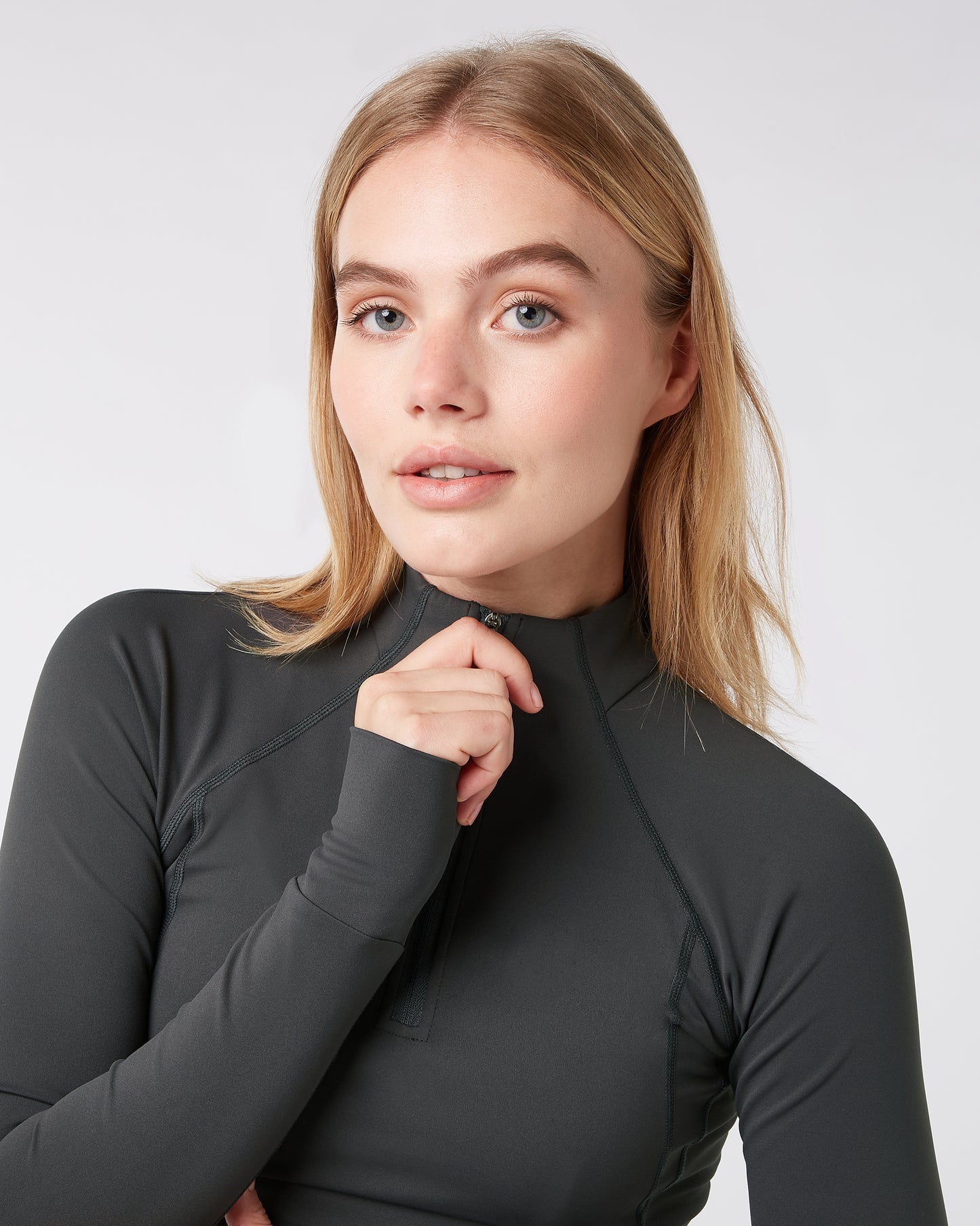 Quarter Zip Long Sleeve Top - Anthracite