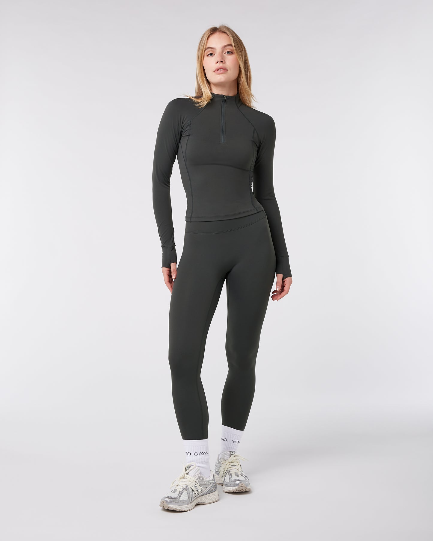 Quarter Zip Long Sleeve Top - Anthracite