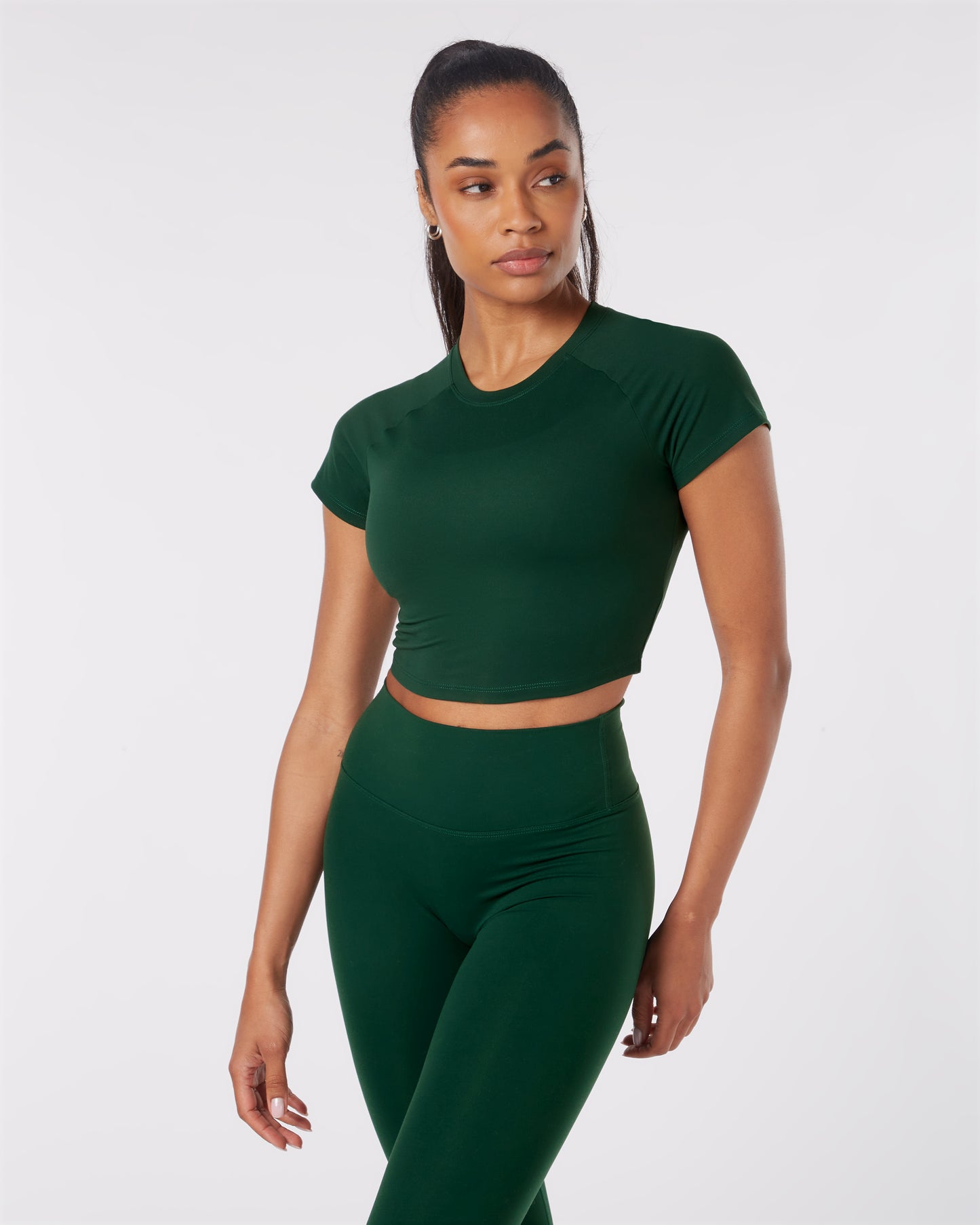 Short Sleeve Crop Top - Jungle Green