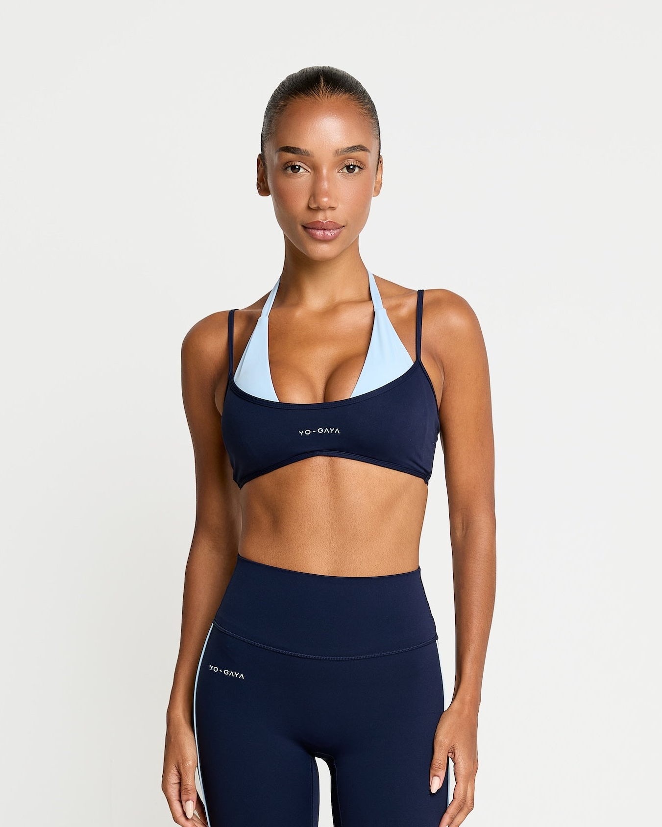 Layered Halter Bra - Navy Blue / Sky Blue
